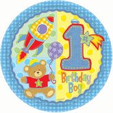 Hugs and Stitches Boy's 1st Birthday Lunch Plates 8ct